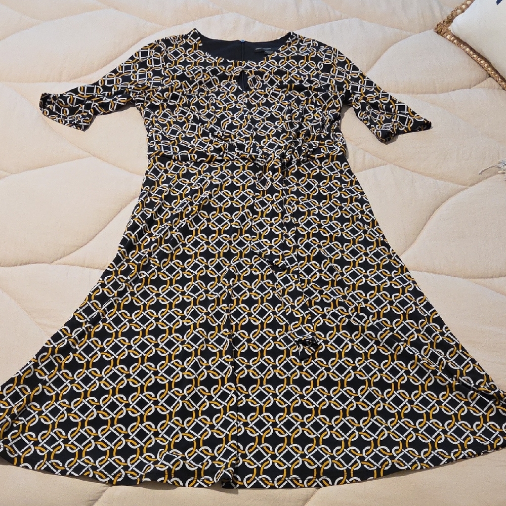 Maggy London Black and Gold Geometric Dress